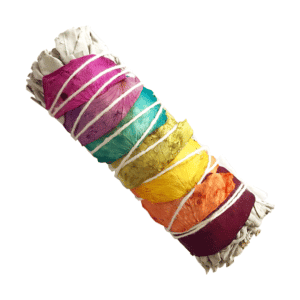 Salvia Blanca + Pétalos de 7 Colores (7 Chakras) [4 pulgadas]